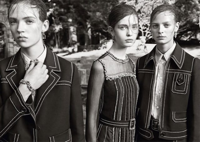 Новые образы от Prada представлены в роскошном таинственном саду