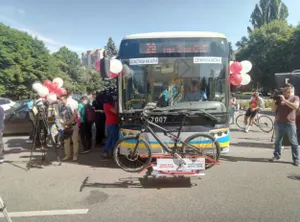 В Алматы появились первые в Казахстане автобусы с велосипедными креплениями. ФОТО